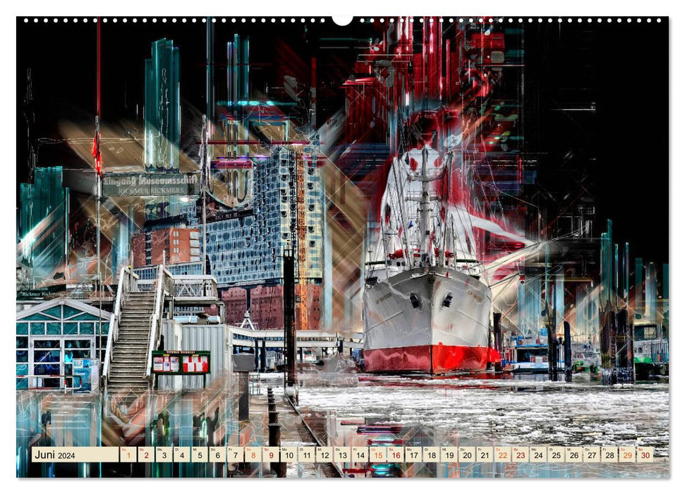 Hambourg abstrait (calendrier mural CALVENDO 2024) 