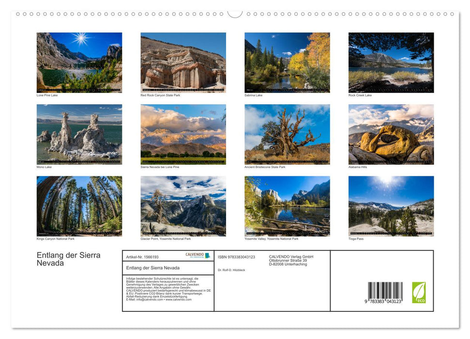 Le long de la Sierra Nevada (Calvendo Premium Wall Calendar 2024) 