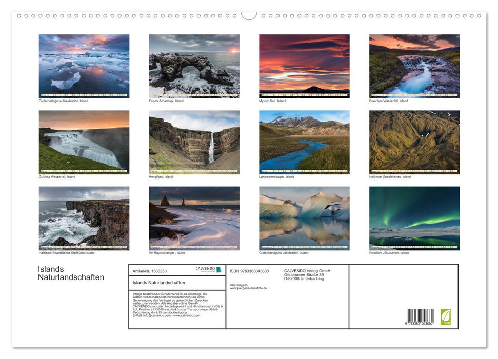 Islands Naturlandschaften (CALVENDO Wandkalender 2024)