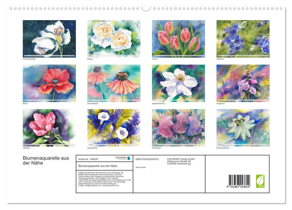 Aquarelles de fleurs de près (Calvendo Premium Wall Calendar 2024) 