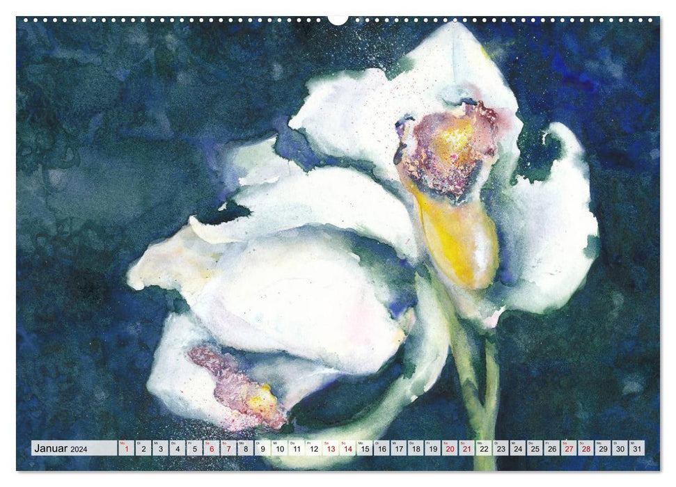 Blumenaquarelle aus der Nähe (CALVENDO Premium Wandkalender 2024)