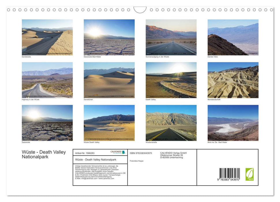 Wüste - Death Valley Nationalpark (CALVENDO Wandkalender 2024)