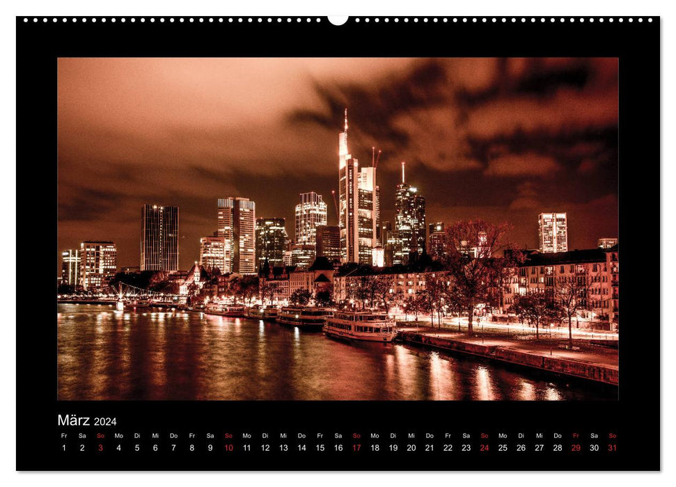 Frankfurt bei Nacht 2024 (CALVENDO Premium Wandkalender 2024)