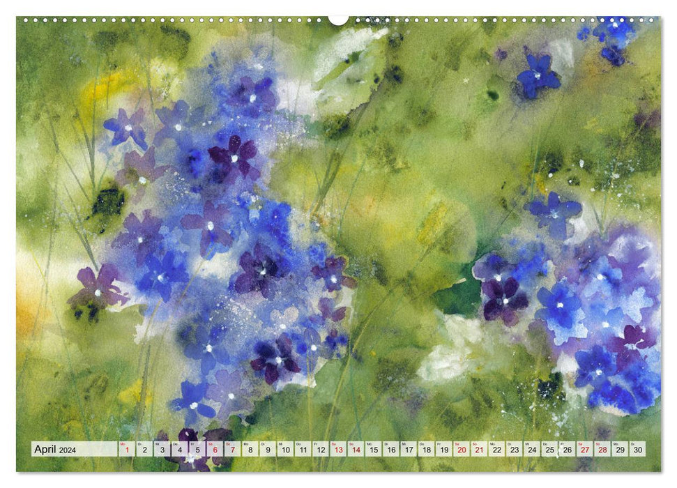Blumenaquarelle aus der Nähe (CALVENDO Wandkalender 2024)