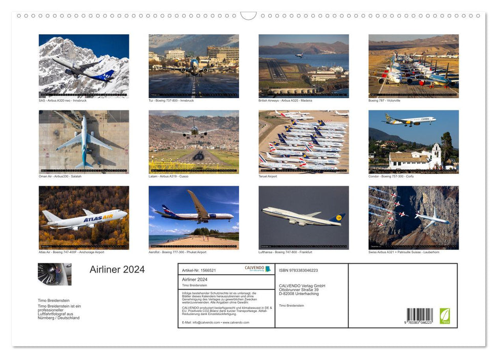 Airliner 2024 (CALVENDO Wandkalender 2024)