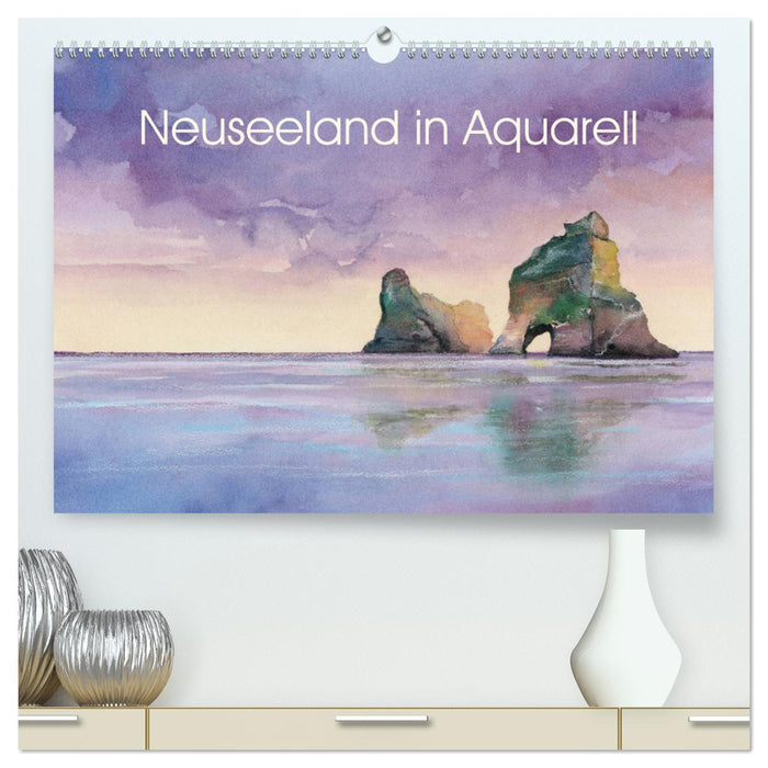 Neuseeland in Aquarell (CALVENDO Premium Wandkalender 2024)