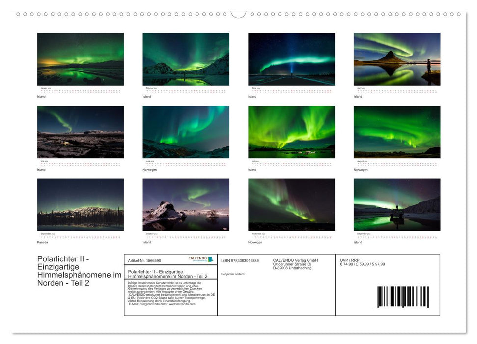 Polarlichter II - Einzigartige Himmelsphänomene im Norden - Teil 2 (CALVENDO Premium Wandkalender 2024)