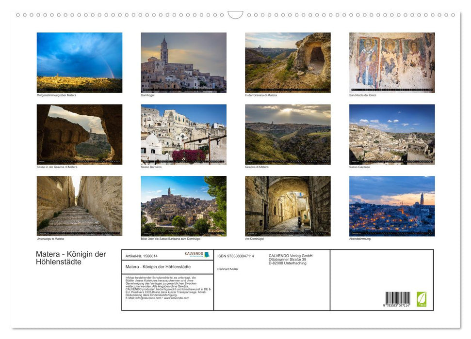 Matera – Reine des villes troglodytes (Calendrier mural CALVENDO 2024) 