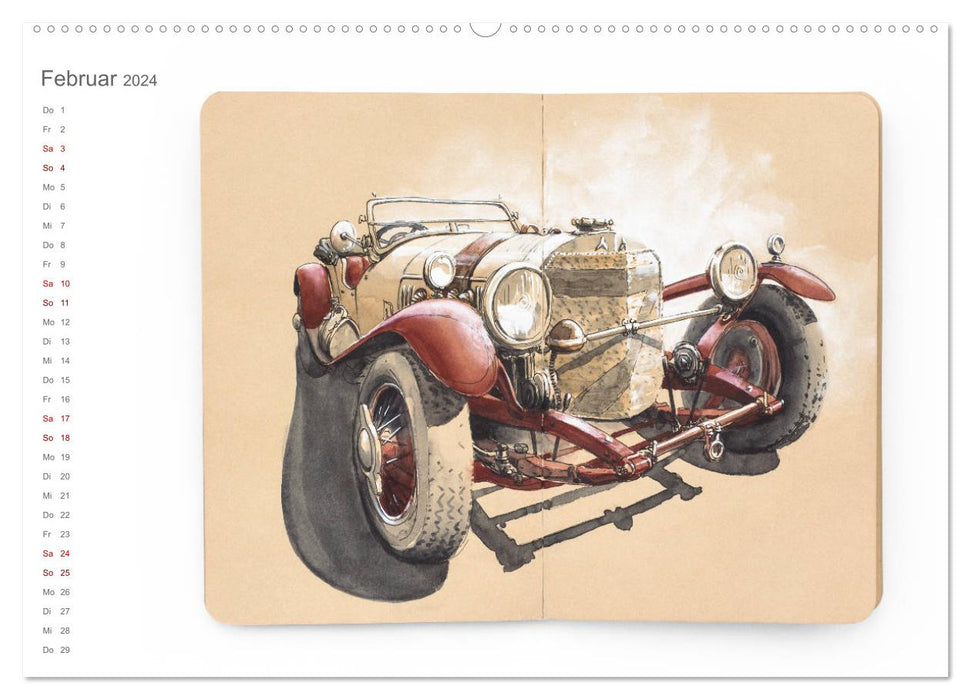 Carnet de croquis de voiture classique (calendrier mural CALVENDO Premium 2024) 