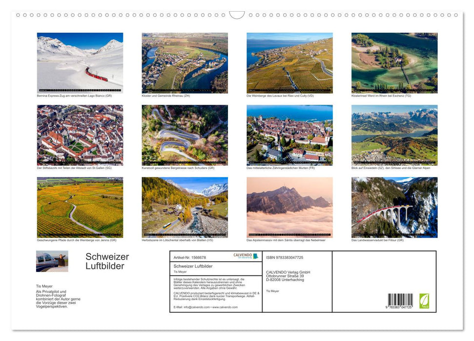 Photos aériennes suisses (calendrier mural CALVENDO 2024) 