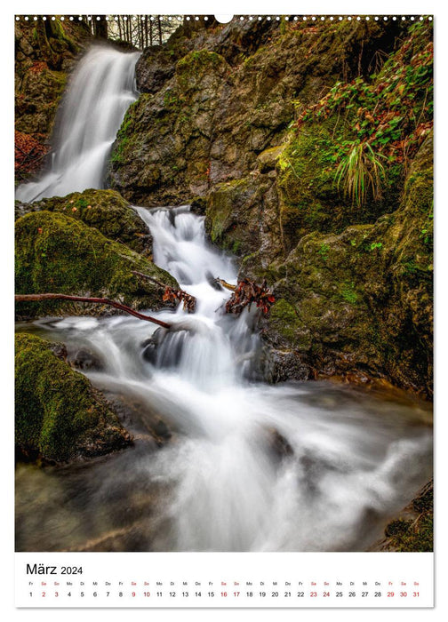 Licht auf Wasserfälle in den oberbayrischen Alpen (CALVENDO Premium Wandkalender 2024)