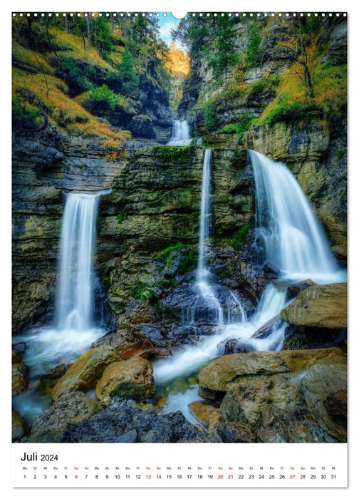 Licht auf Wasserfälle in den oberbayrischen Alpen (CALVENDO Premium Wandkalender 2024)