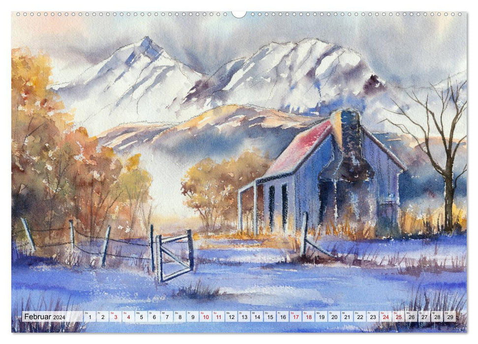 Neuseeland in Aquarell (CALVENDO Wandkalender 2024)