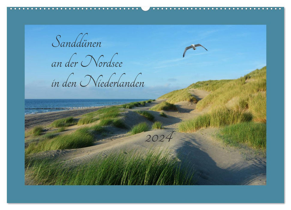 Dunes de sable sur la mer du Nord aux Pays-Bas (calendrier mural CALVENDO 2024) 