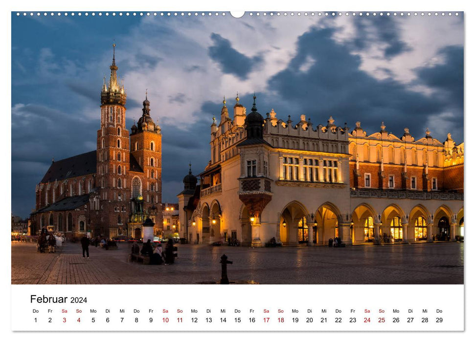 Cracovie - la plus belle ville de Pologne (calendrier mural CALVENDO 2024) 