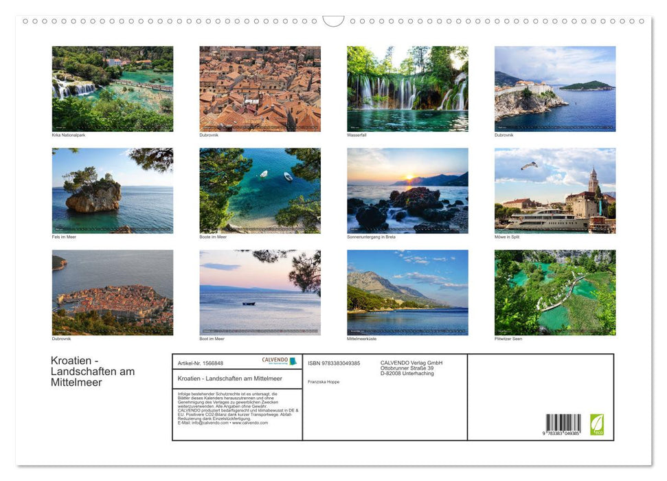 Kroatien - Landschaften am Mittelmeer (CALVENDO Wandkalender 2024)