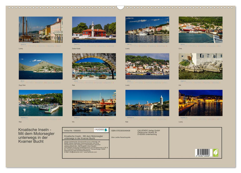 Kroatische Inseln - Mit dem Motorsegler unterwegs in der Kvarner Bucht (CALVENDO Wandkalender 2024)