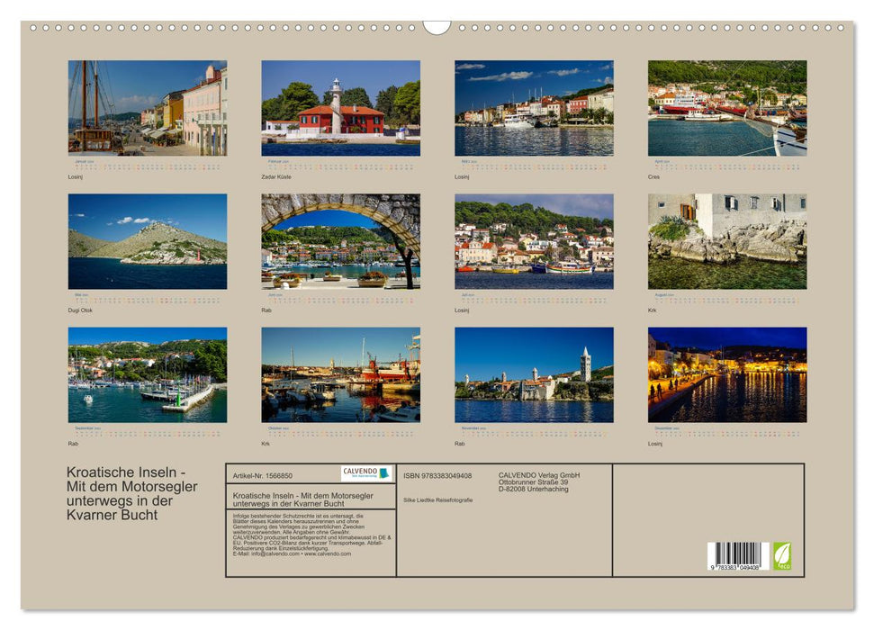 Croatian Islands - Traveling the Kvarner Bay by motor sailor (CALVENDO wall calendar 2024) 