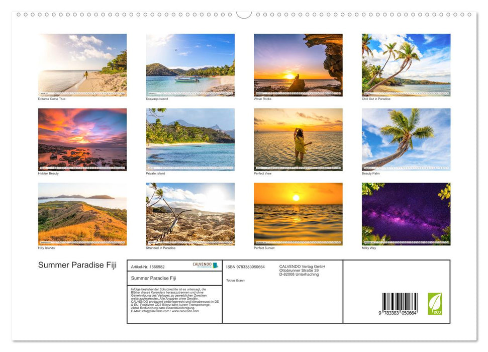 Summer Paradise Fiji (CALVENDO Premium Wandkalender 2024)