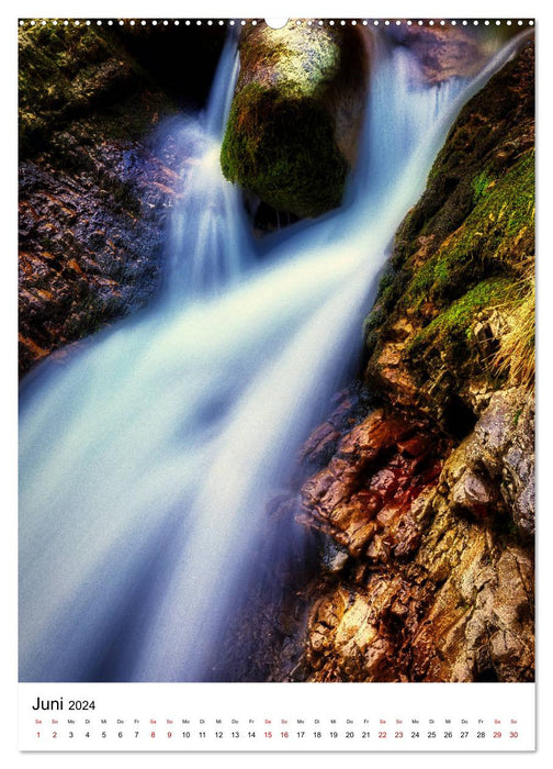 Licht auf Wasserfälle in den oberbayrischen Alpen (CALVENDO Wandkalender 2024)