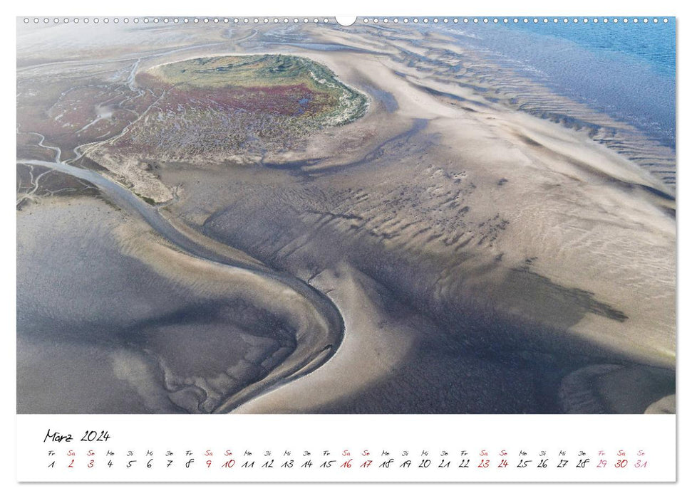 Parc naturel de la mer des Wadden vu du ciel (Calendrier mural CALVENDO Premium 2024)