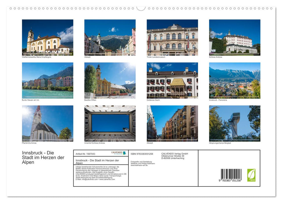 Innsbruck - Die Stadt im Herzen der Alpen (CALVENDO Premium Wandkalender 2024)