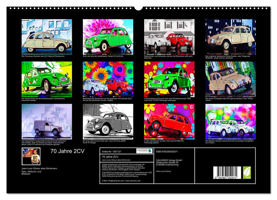 70 ans de la 2CV (Calendrier mural CALVENDO Premium 2024) 