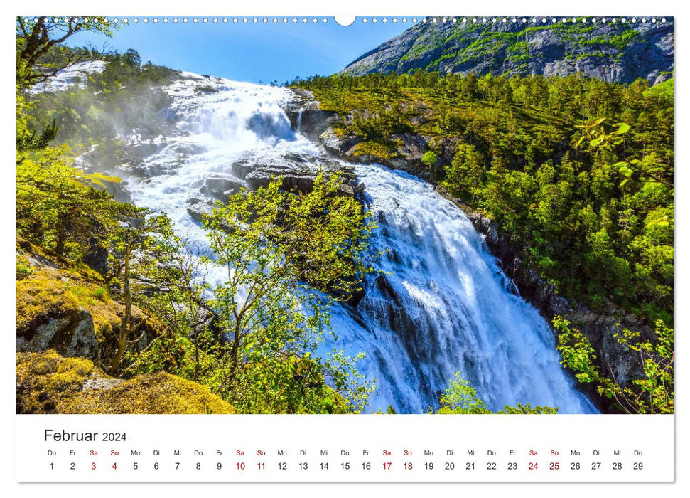 Cascades en Norvège (calendrier mural CALVENDO 2024) 