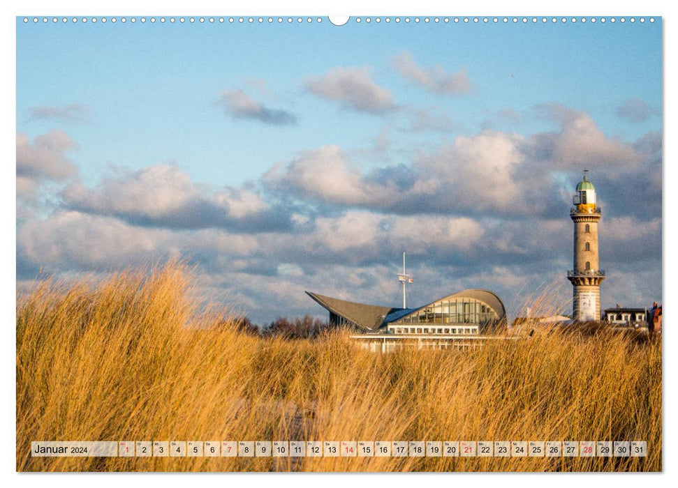 Ville hanséatique de Rostock, centre-ville historique à Warnemünde (calendrier mural CALVENDO Premium 2024) 