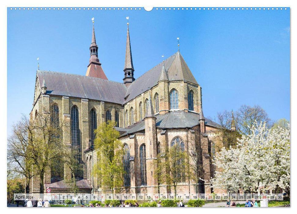 Hansestadt Rostock Historischer Stadtkern bis Warnemünde (CALVENDO Premium Wandkalender 2024)