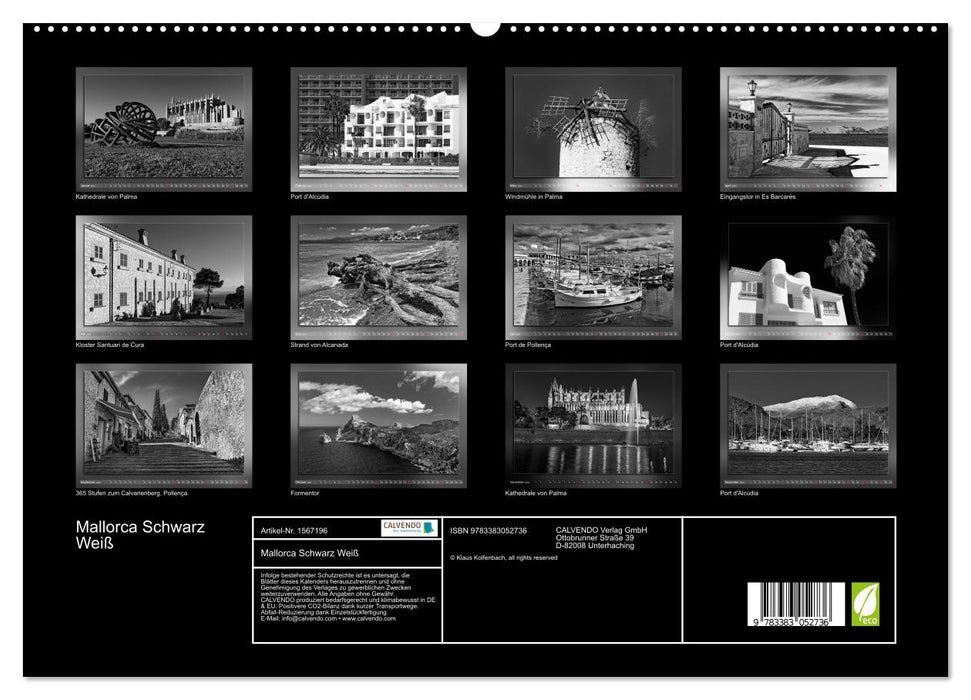 Mallorca Schwarz Weiß (CALVENDO Premium Wandkalender 2024)