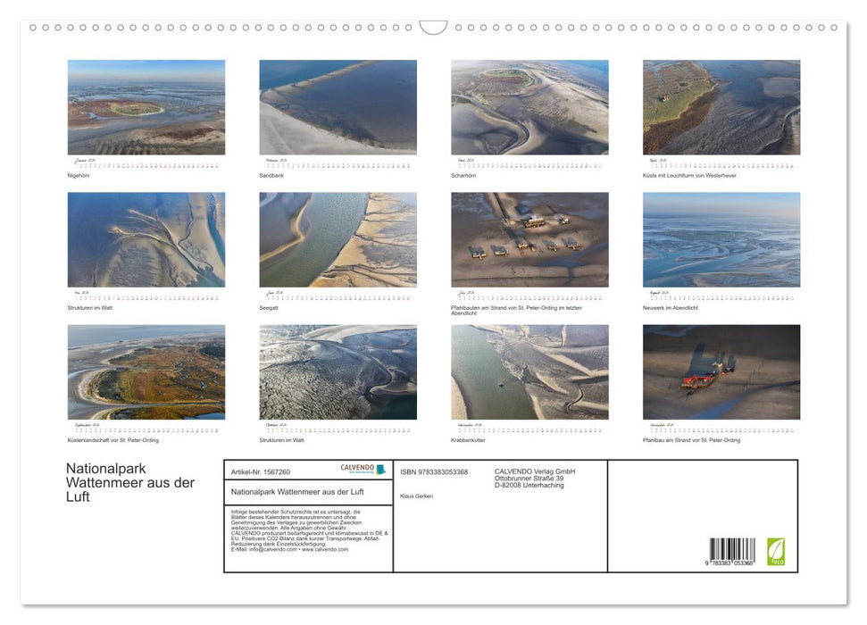 Naturpark Wattenmeer aus der Luft (CALVENDO Wandkalender 2024)