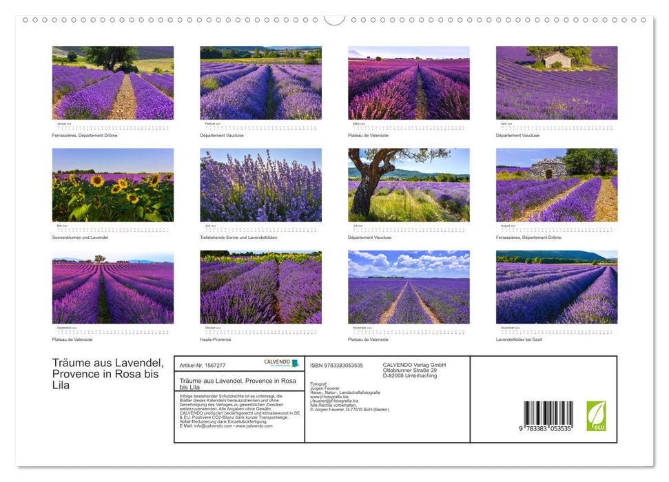 Rêves de lavande, Provence du rose au violet (Calendrier mural CALVENDO Premium 2024) 