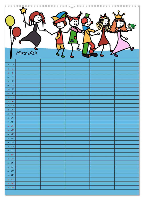 Planificateur familial heureux (calendrier mural CALVENDO 2024) 