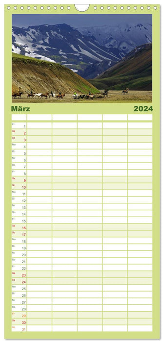 Les chevaux d'Islande (Agenda familial CALVENDO 2024) 