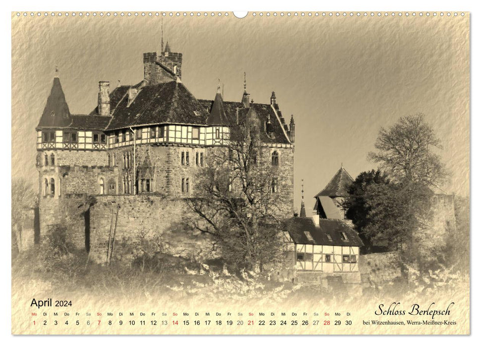 Châteaux et palais de la Hesse du Nord (Calendrier mural CALVENDO Premium 2024) 