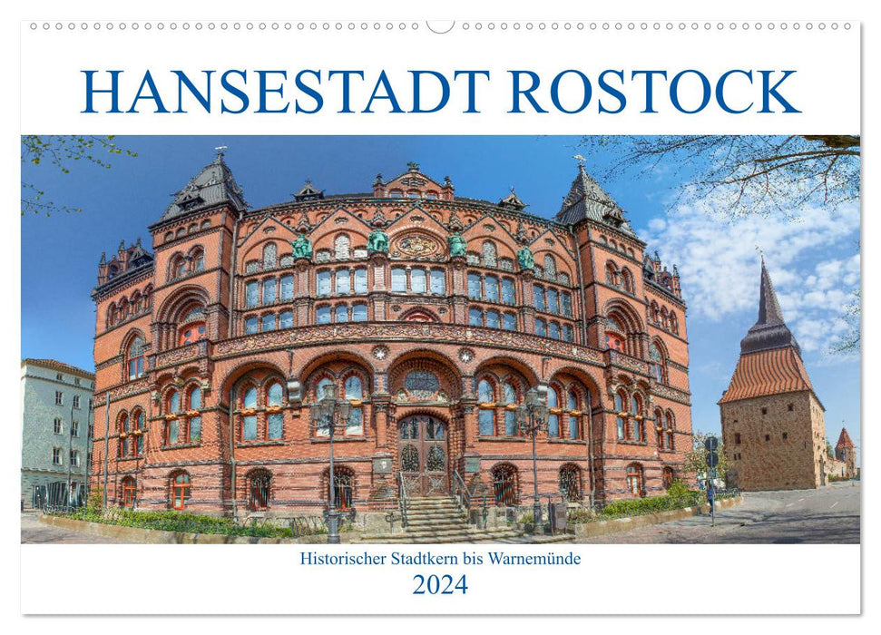 Ville hanséatique de Rostock, centre-ville historique à Warnemünde (calendrier mural CALVENDO 2024) 
