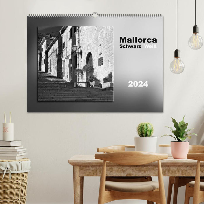 Majorque Noir Blanc (Calendrier mural CALVENDO 2024) 