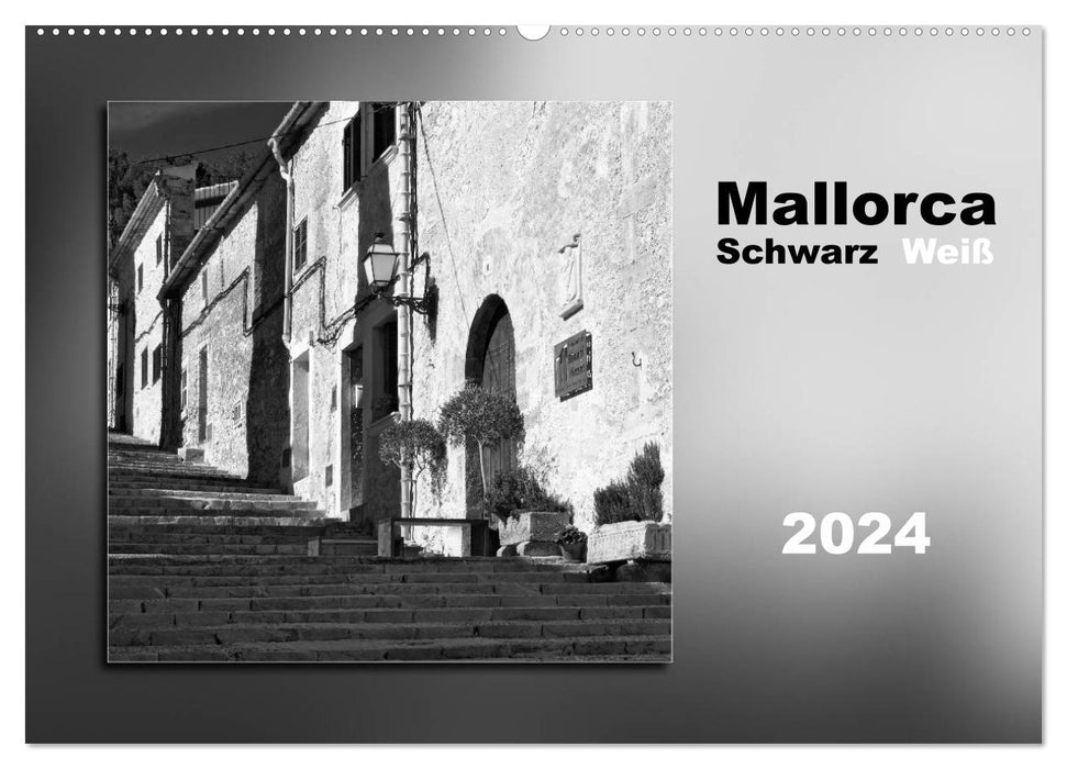 Majorque Noir Blanc (Calendrier mural CALVENDO 2024) 