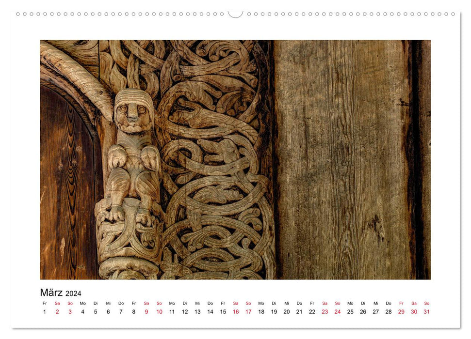 Églises en bois debout de Norvège - Mysticisme médiéval en bois (Calendrier mural CALVENDO 2024) 