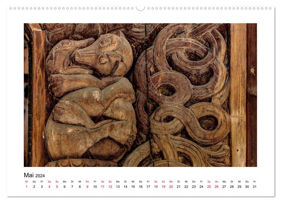 Églises en bois debout de Norvège - Mysticisme médiéval en bois (Calendrier mural CALVENDO 2024) 