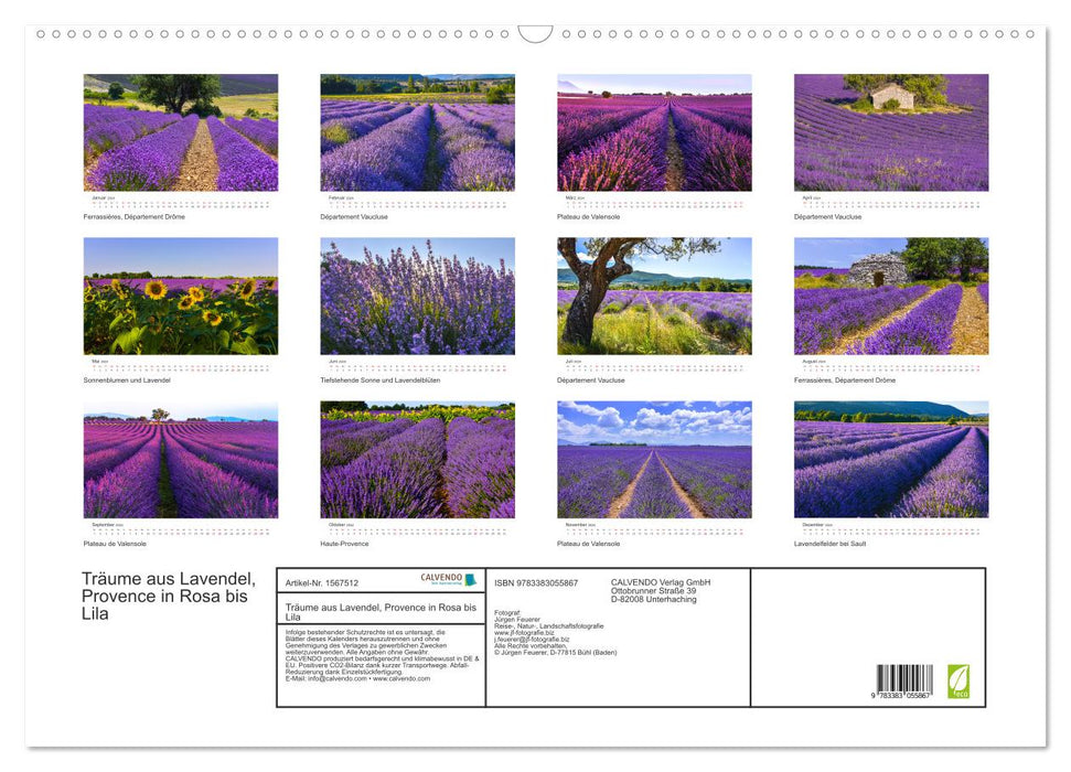 Rêves de lavande, Provence du rose au violet (Calendrier mural CALVENDO 2024) 