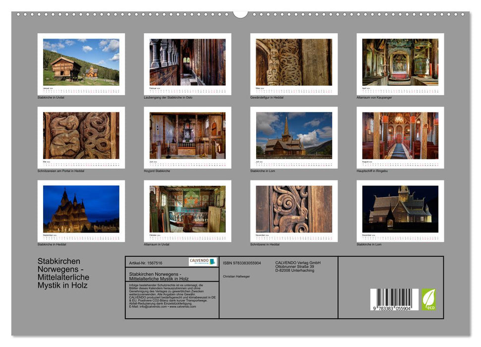 Églises en bois debout de Norvège – Mysticisme médiéval en bois (Calvendo Premium Wall Calendar 2024) 