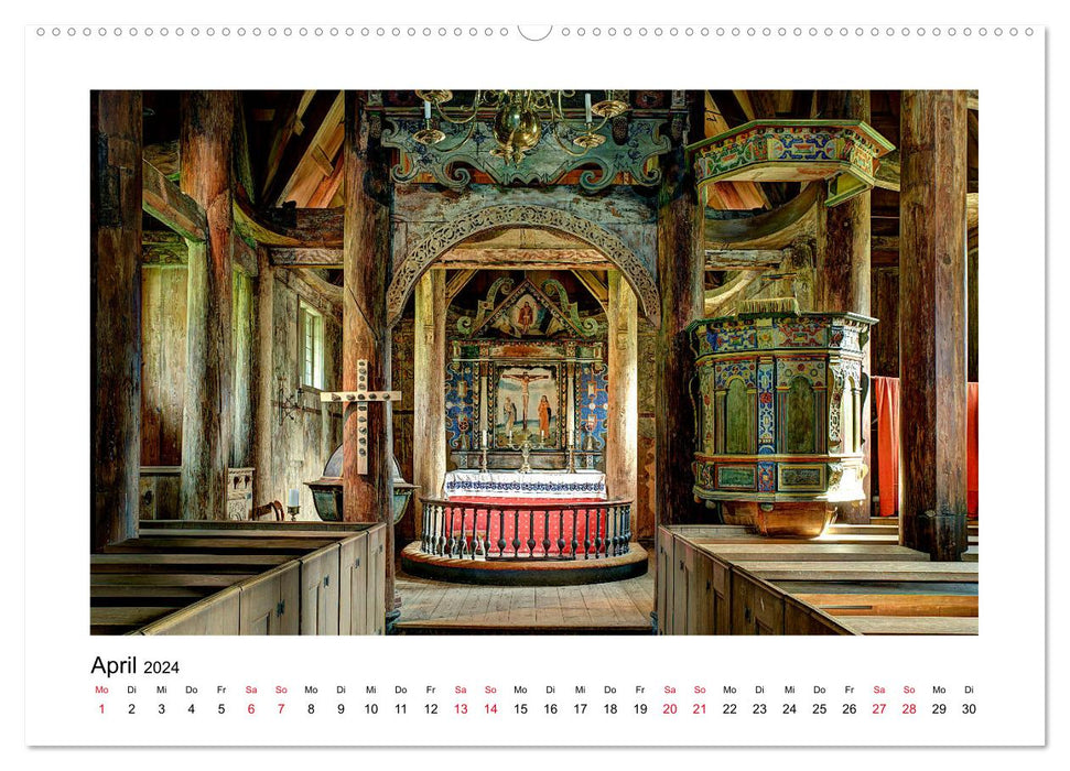 Stabkirchen Norwegens - Mittelalterliche Mystik in Holz (CALVENDO Premium Wandkalender 2024)