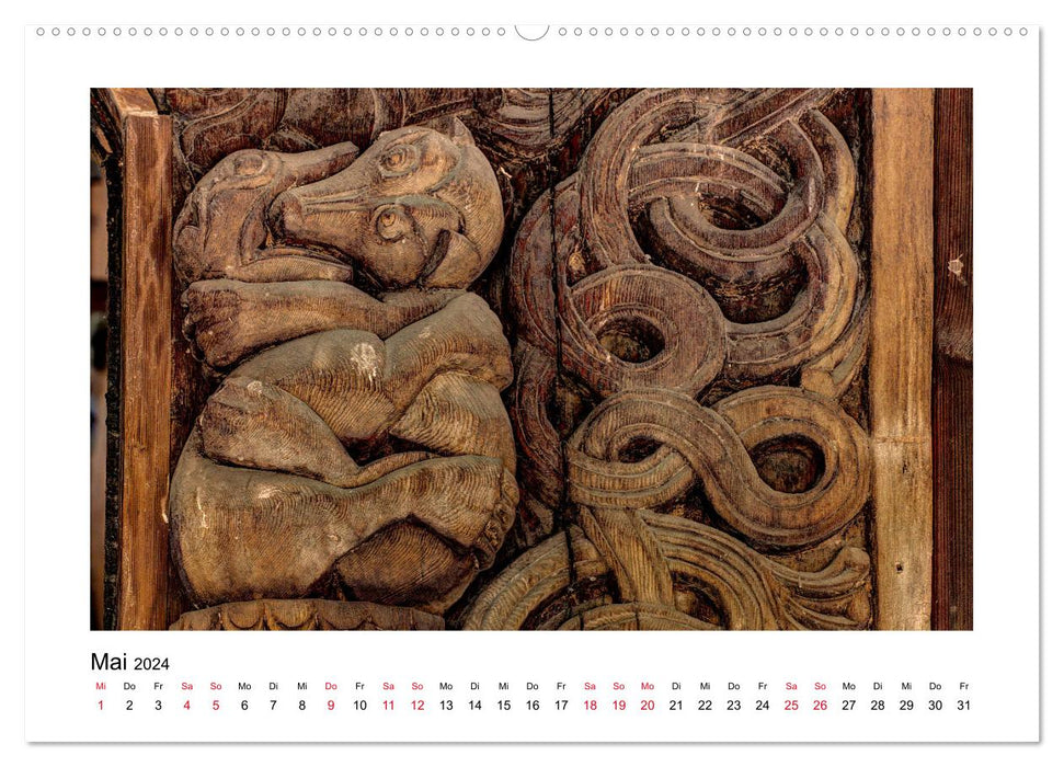 Églises en bois debout de Norvège – Mysticisme médiéval en bois (Calvendo Premium Wall Calendar 2024) 