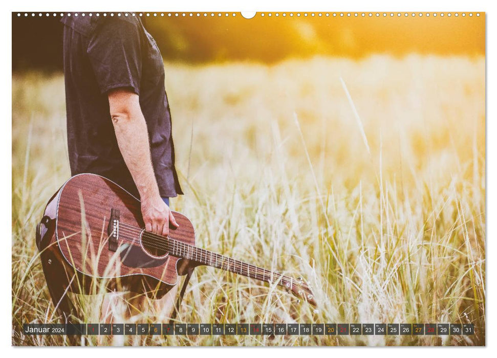 Gitarre - Freiheit Träume (CALVENDO Premium Wandkalender 2024)