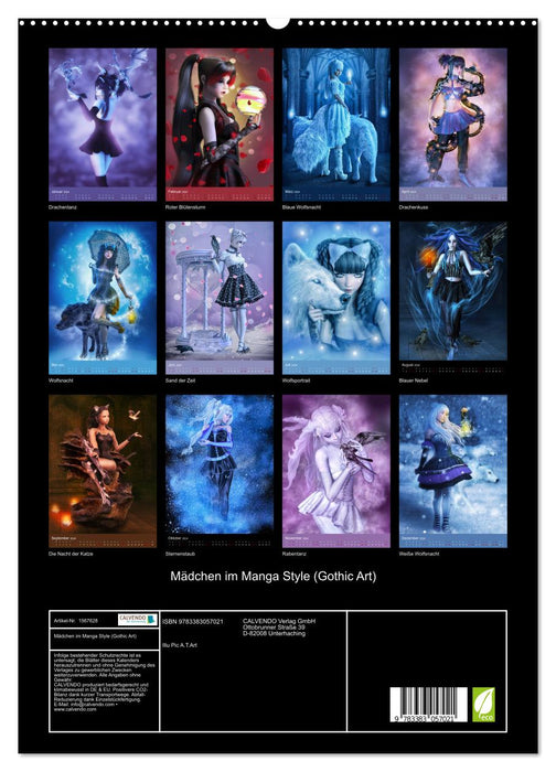Girl in Manga Style (Gothic Art) (CALVENDO Premium Wall Calendar 2024) 
