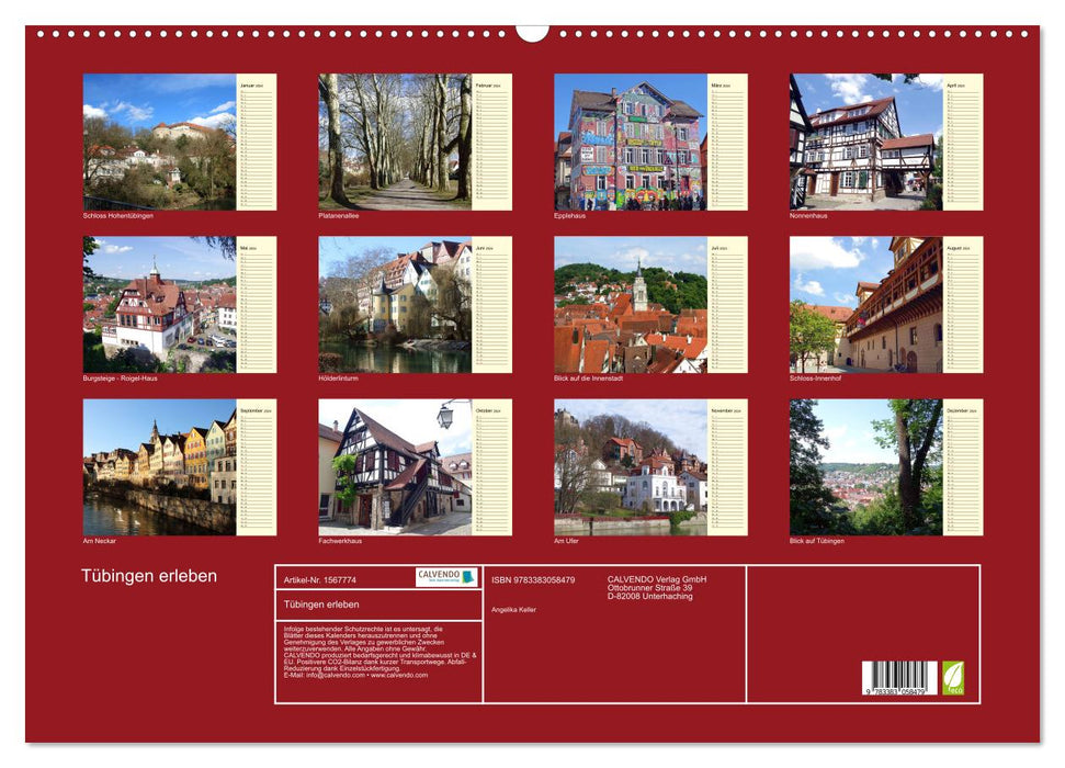Tübingen erleben (CALVENDO Wandkalender 2024)