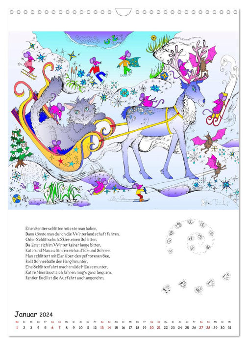 A fantastic cat calendar: Magical Cat Land (CALVENDO wall calendar 2024) 