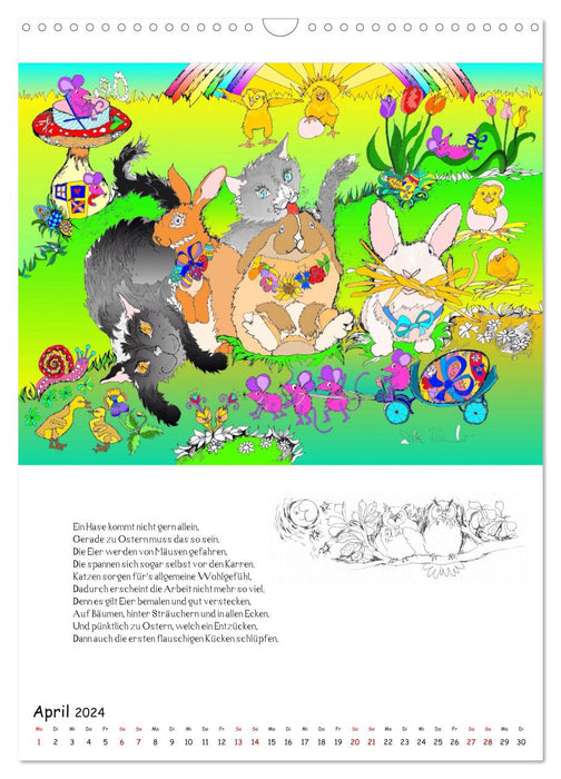 A fantastic cat calendar: Magical Cat Land (CALVENDO wall calendar 2024) 